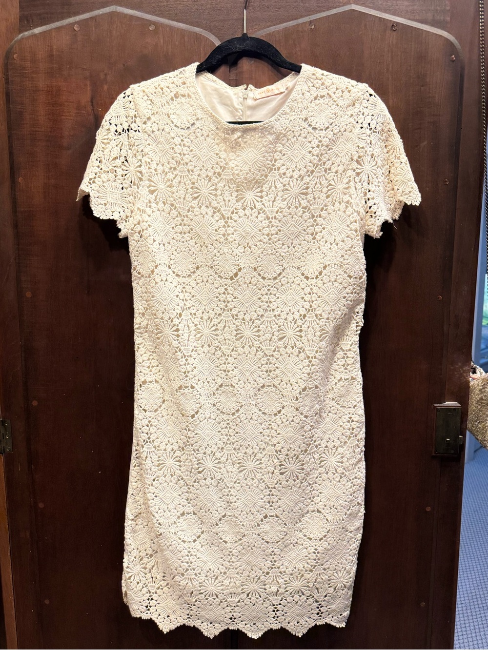 Tory Burch White Crochet Lace Shift Dress - M